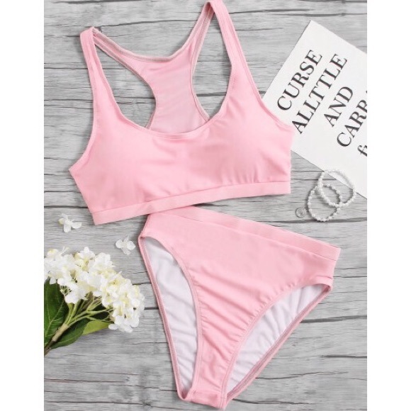 Fierce Broad Other -  Pink Racer back High Waisted Bikini